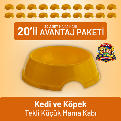 Kedi ve Köpek Tekli Küçük Mama Kabı - 20 Adet