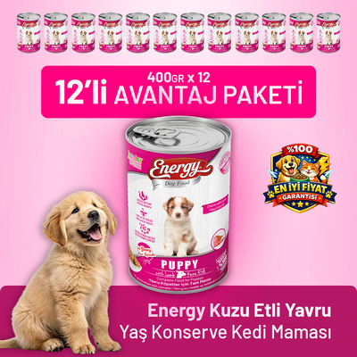 Kuzu Etli Yavru Yaş Köpek Maması 400 g - 12 Adet