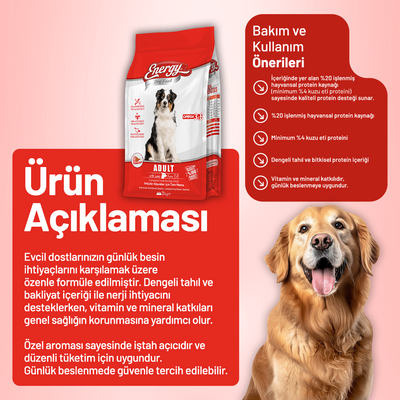 Kuzu Etli Yetişkin Köpek Maması 3 kg - 4 Adet