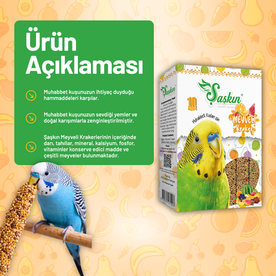 Meyveli Muhabbet Kuşu Krakeri 10'lu - 10 Adet