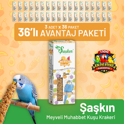 Meyveli Muhabbet Kuşu Krakeri 3'lü - 36 Adet