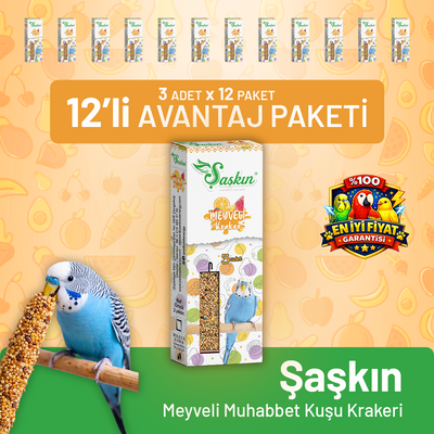 Meyveli Muhabbet Kuşu Krakeri 3'lü - 12 Adet