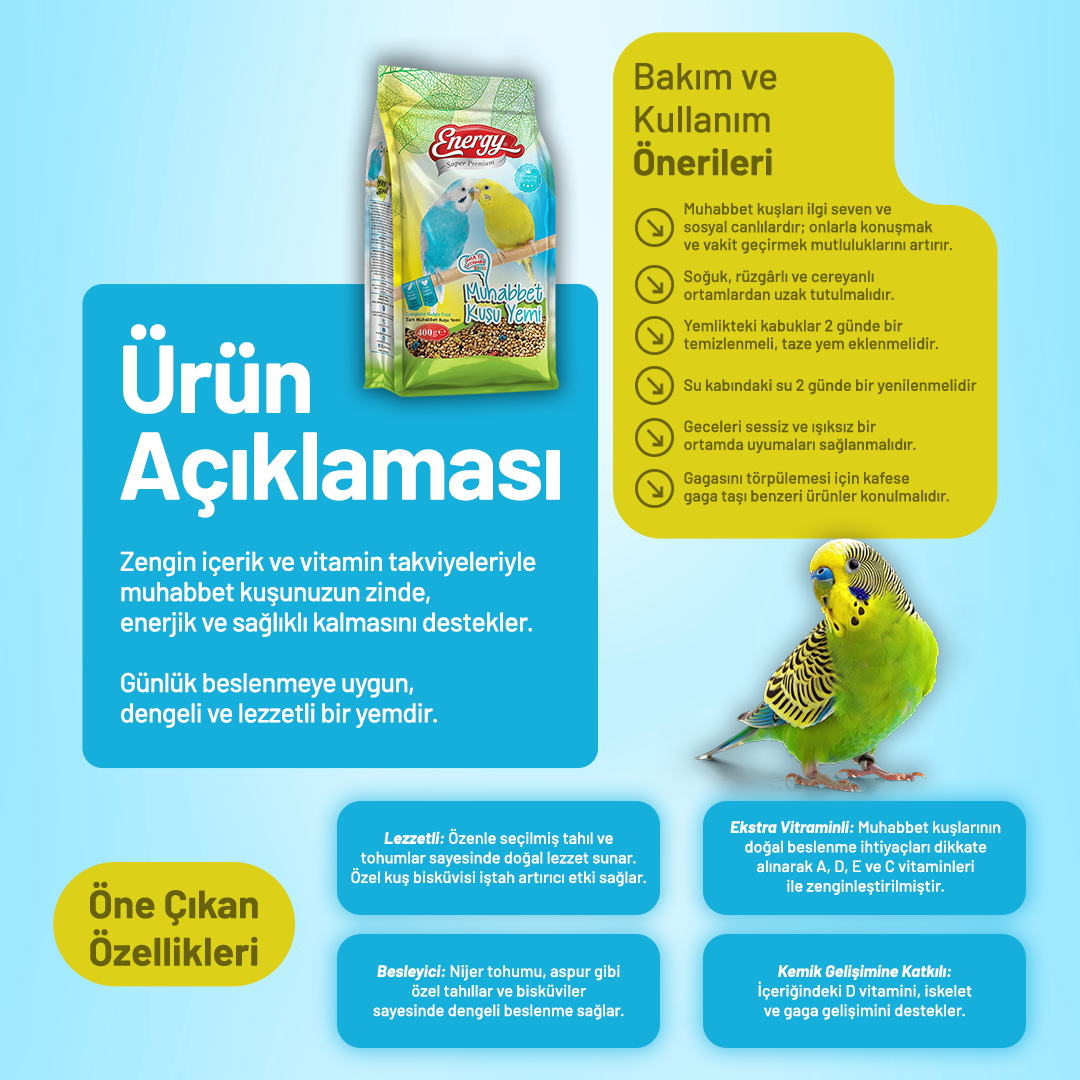 Muhabbet Kuşu Yemi 400 g - 6 Adet