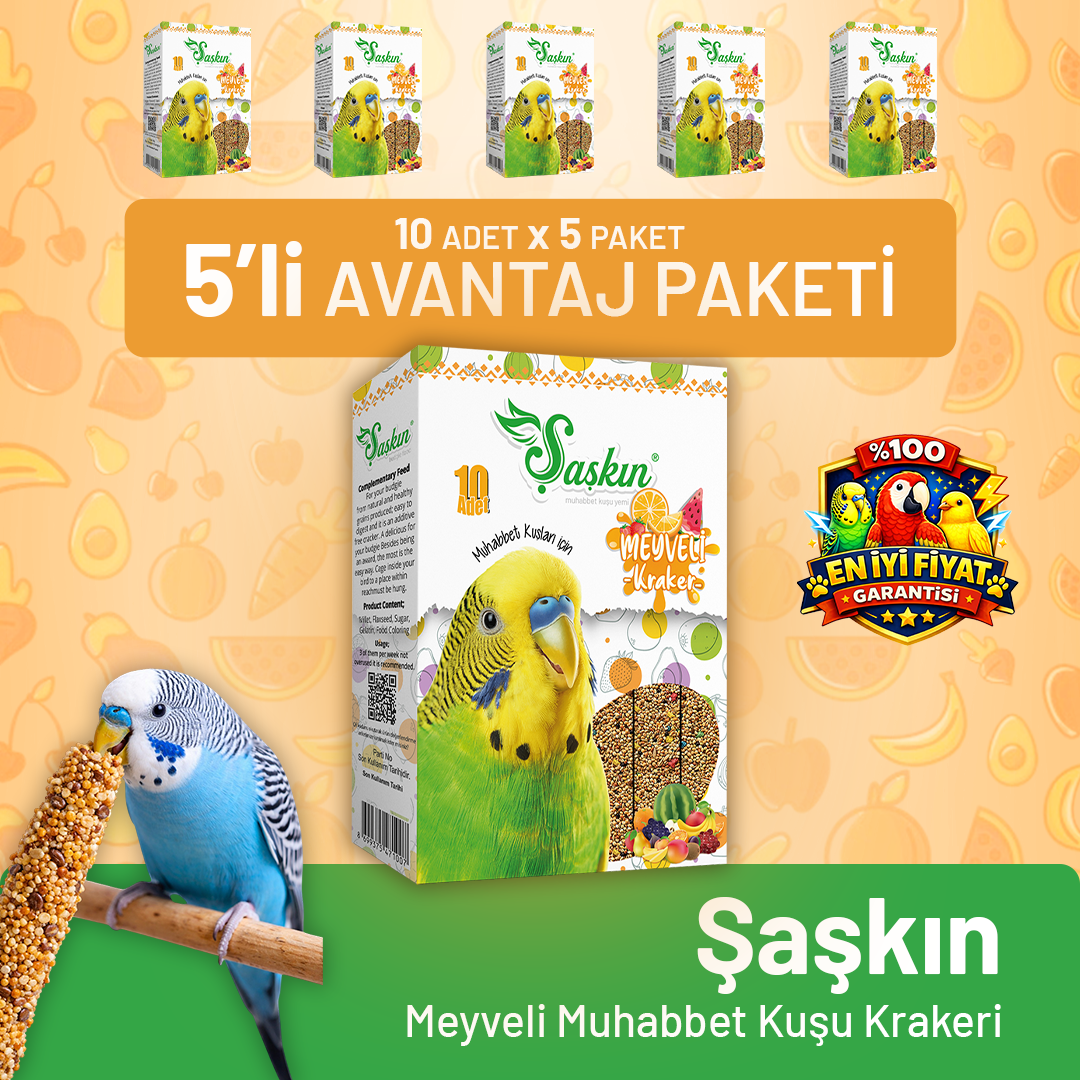 Meyveli Muhabbet Kuşu Krakeri 10'lu - 5 Adet