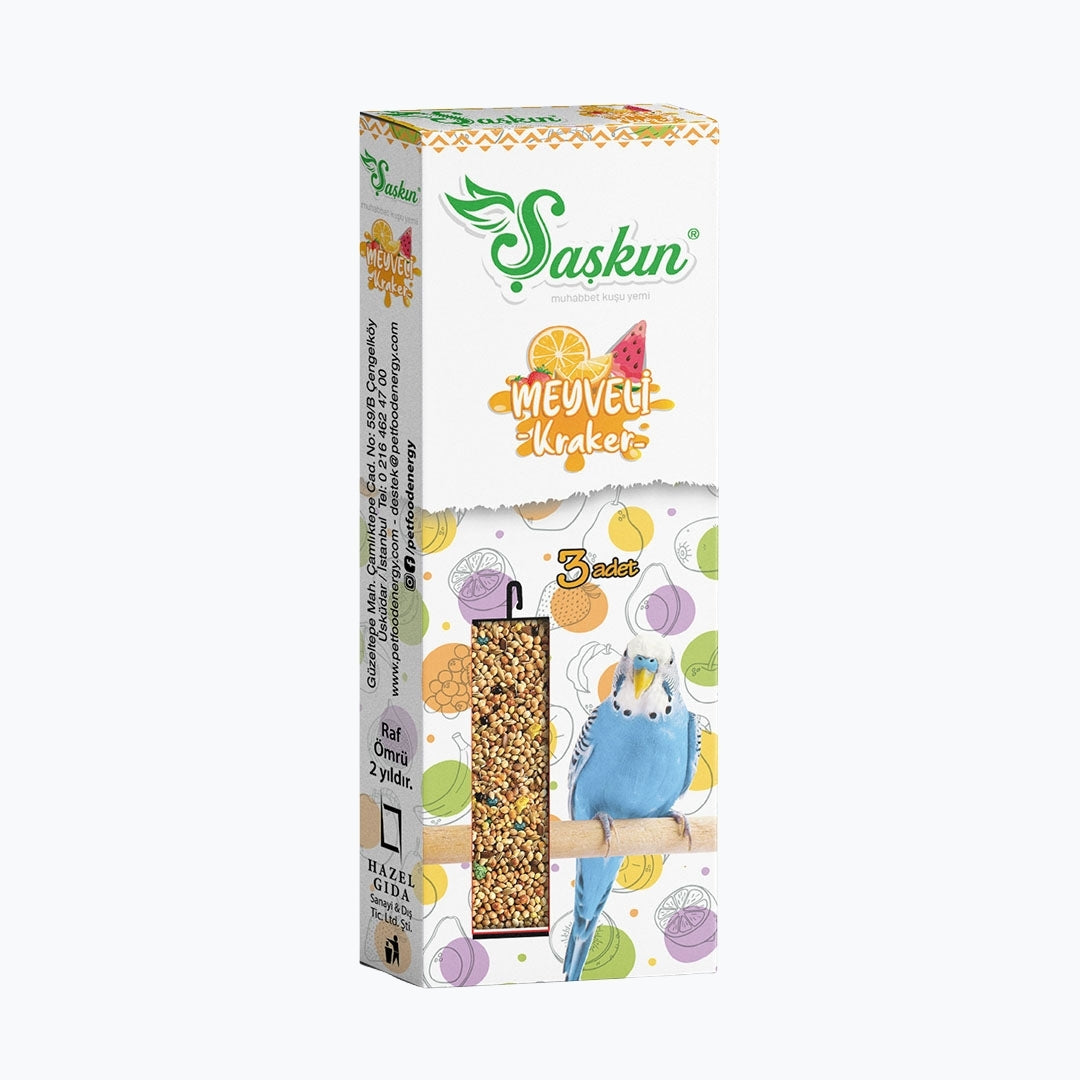 Şaşkın Meyveli Muhabbet Kuşu Krakeri - 3'lü