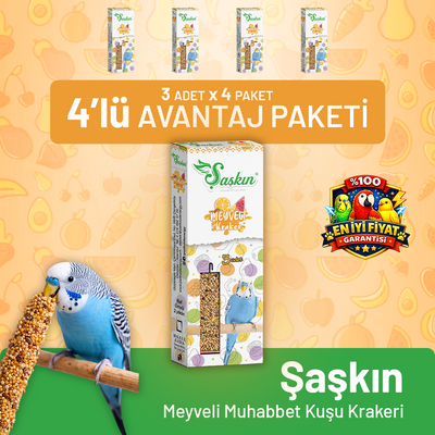 Meyveli Muhabbet Kuşu Krakeri 3'lü - 4 Adet