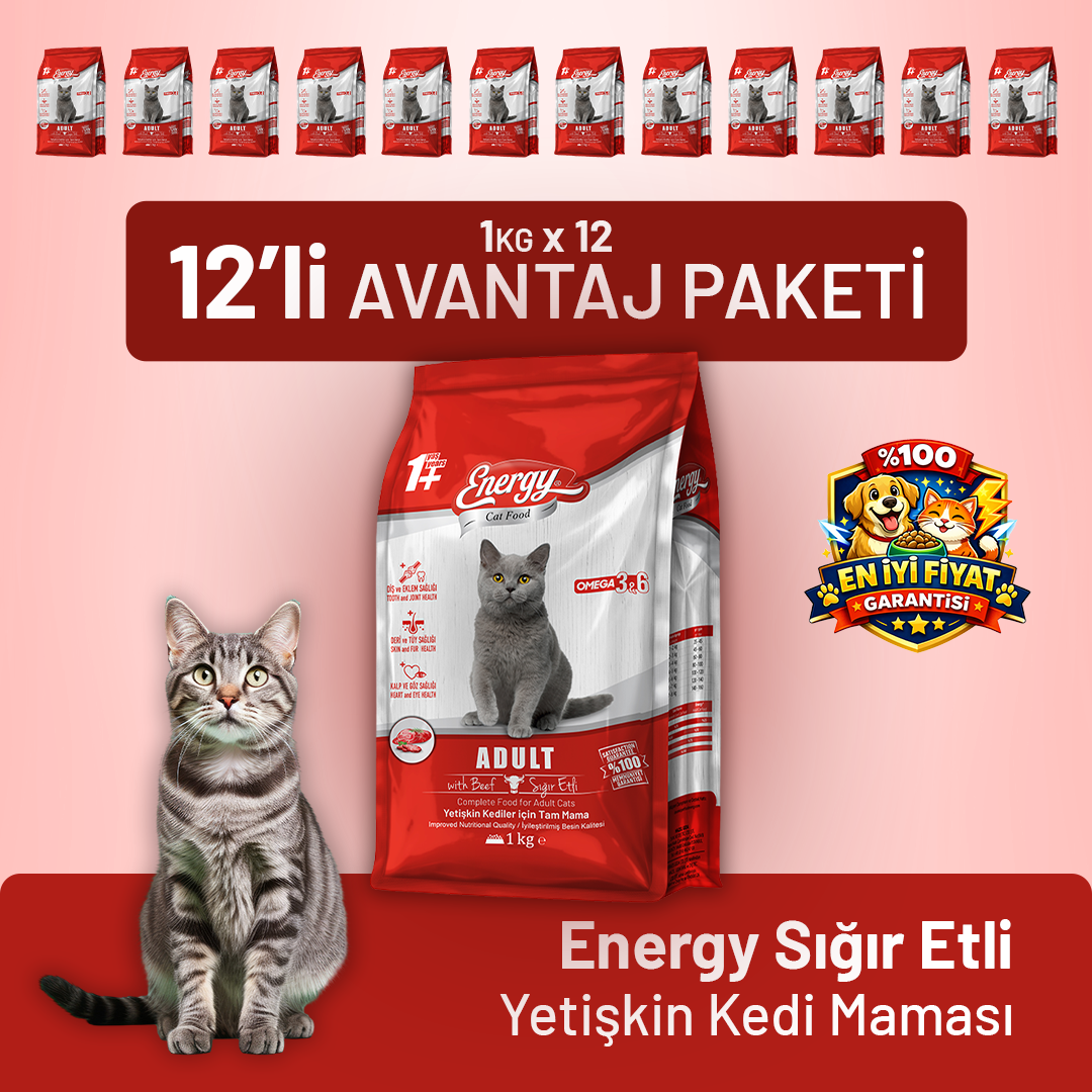 Sığır Etli Yetişkin Kedi Maması - 12 Adet