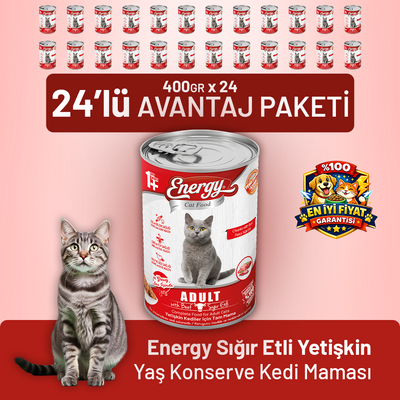 Sığır Etli Yetişkin Yaş Kedi Maması 400 g - 24 Adet