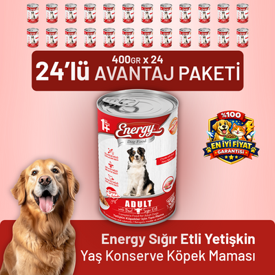 Sığır Etli Yetişkin Yaş Köpek Maması 400 g - 24 Adet