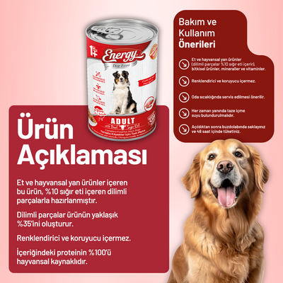 Sığır Etli Yetişkin Yaş Köpek Maması 400 g - 12 Adet