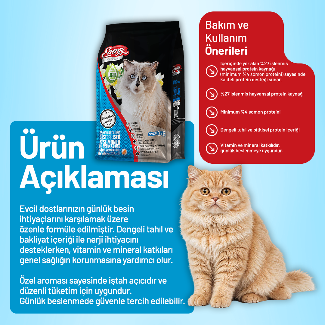 Somonlu Kısırlaştırılmış Kedi Maması - 6 Adet