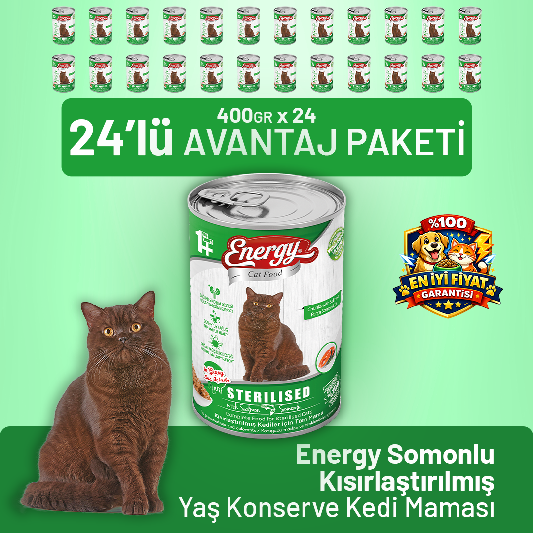 Somonlu Kısırlaştırılmış Yaş Kedi Maması 400 g - 24 Adet
