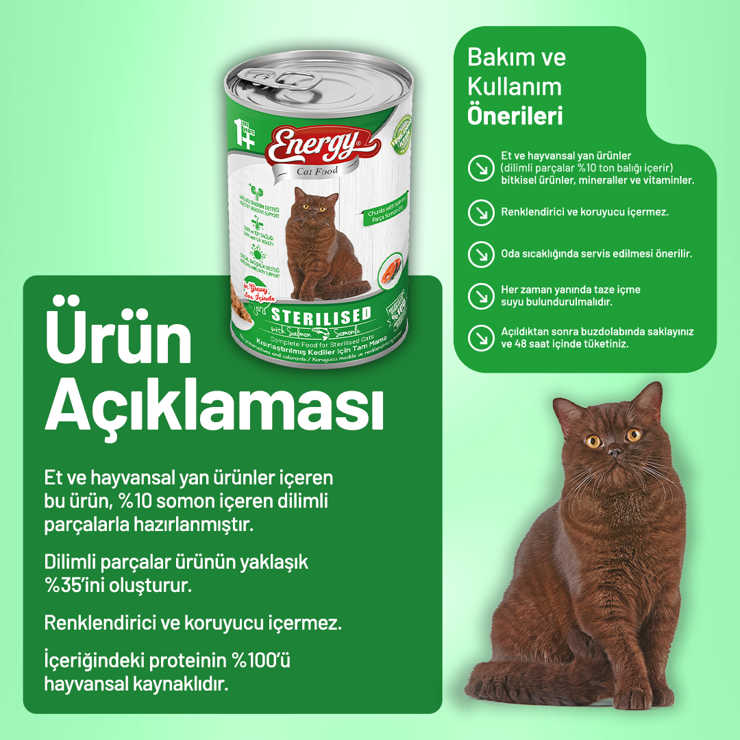 Somonlu Kısırlaştırılmış Yaş Kedi Maması 400 g - 12 Adet