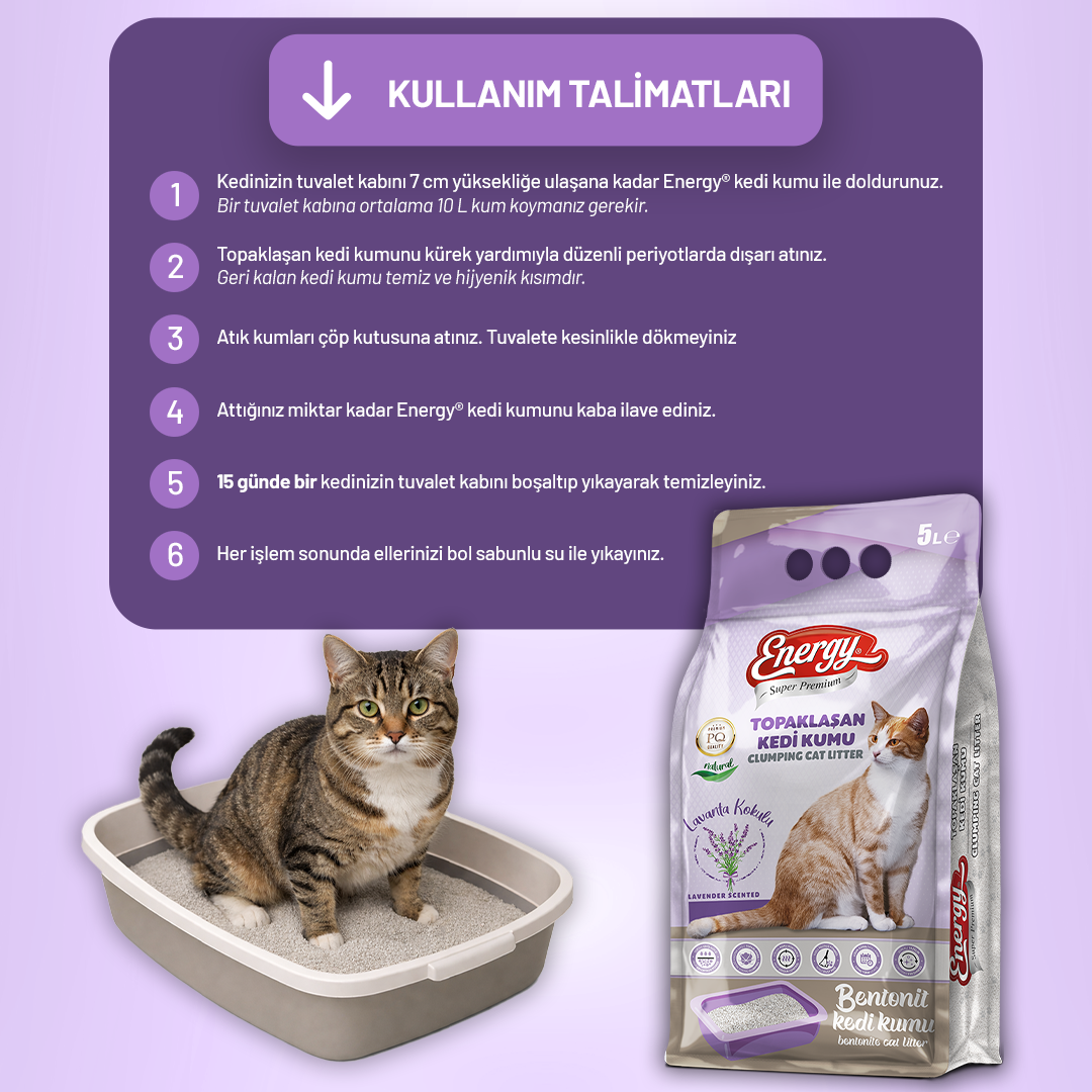 Kedi Kumu Lavanta Kokulu 5 lt - 2 Adet