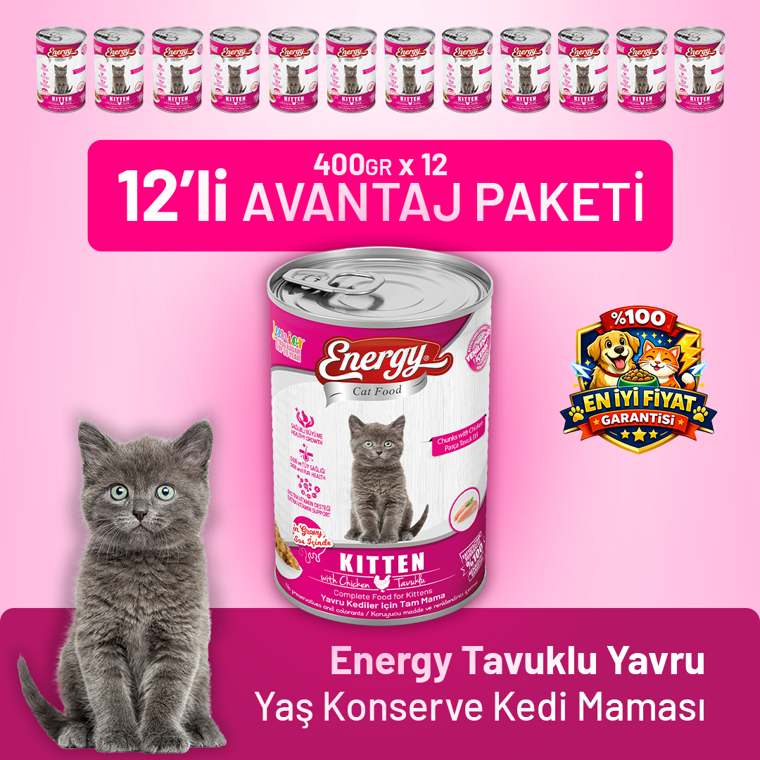 Tavuklu Yavru Yaş Kedi Maması 400 g - 12 Adet