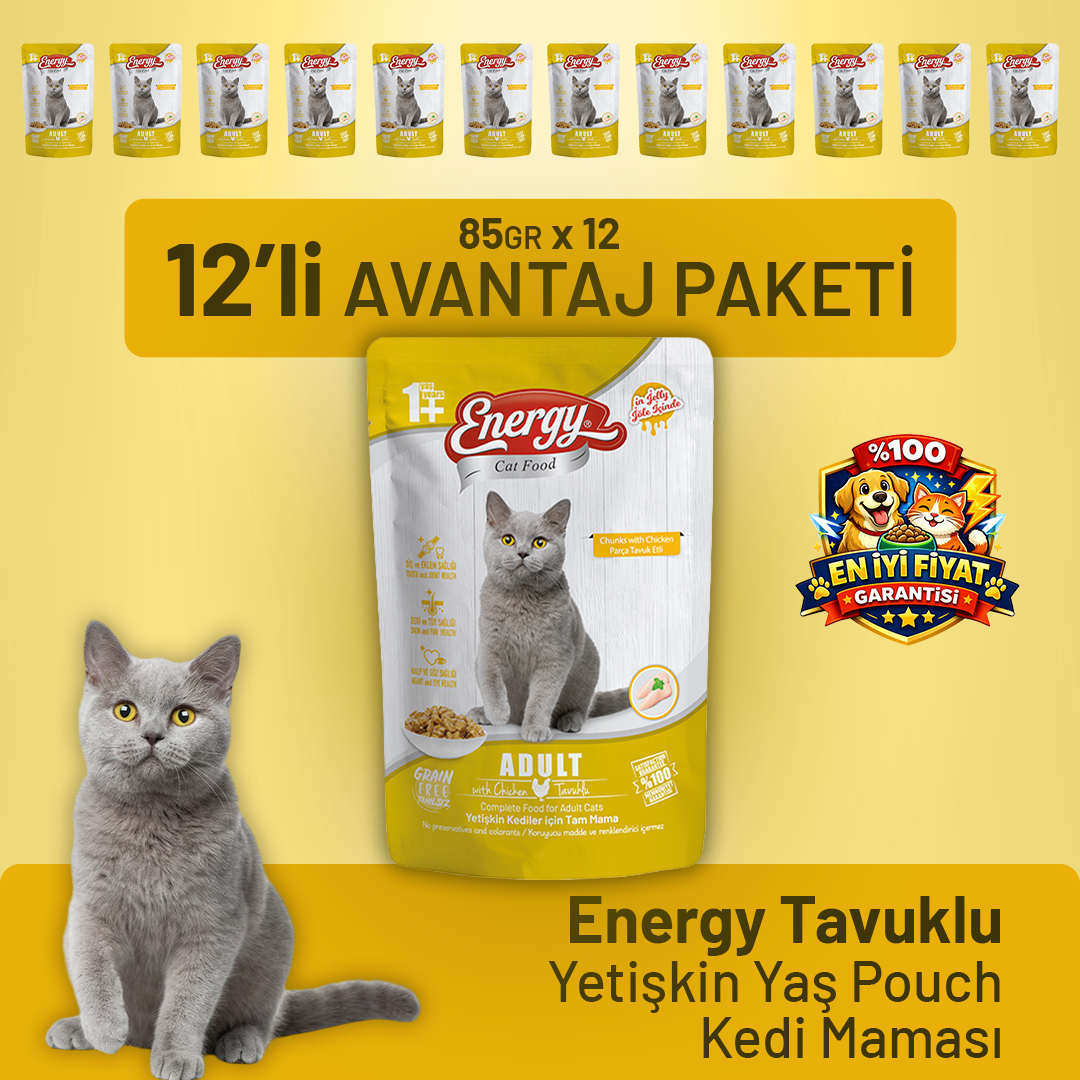 Tavuklu Yetişkin Yaş Kedi Maması 85 g - 12 Adet