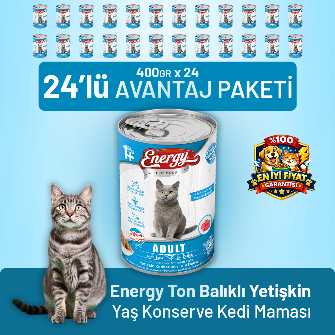 Ton Balıklı Yetişkin Yaş Kedi Maması 400 g - 24 Adet