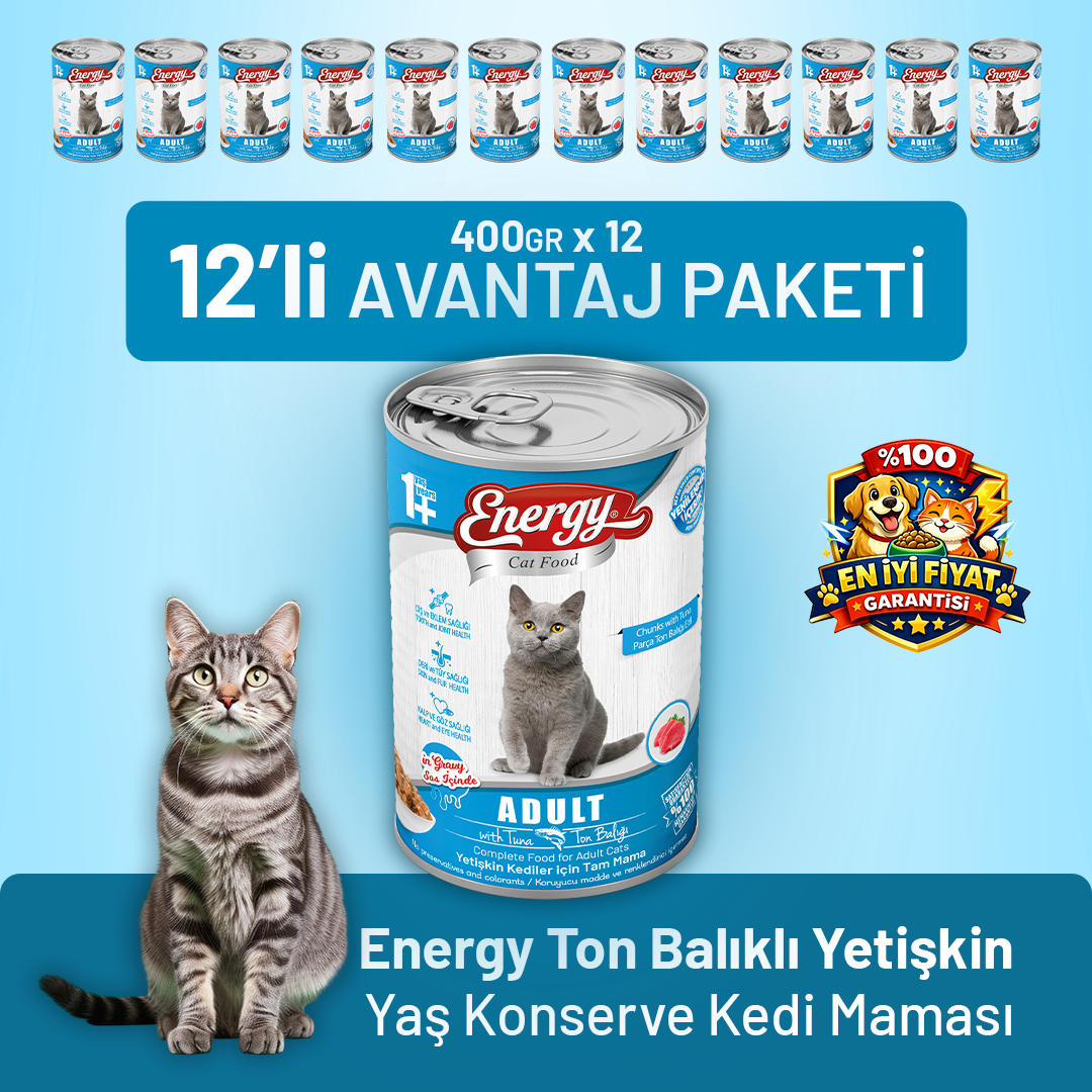 Ton Balıklı Yetişkin Yaş Kedi Maması 400 g - 12 Adet