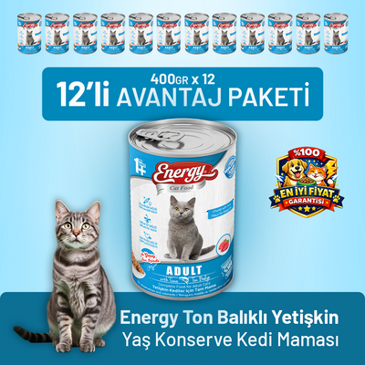 Ton Balıklı Yetişkin Yaş Kedi Maması 400 g - 12 Adet
